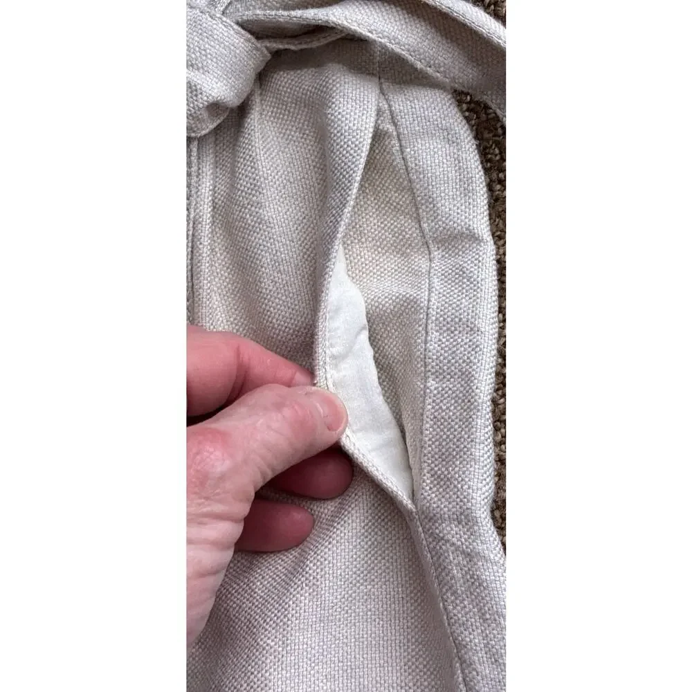 J. Crew Linen Cotton Tie Waist A-Line Skirt Oatmeal Beige 4 Lined Summer Coastal
